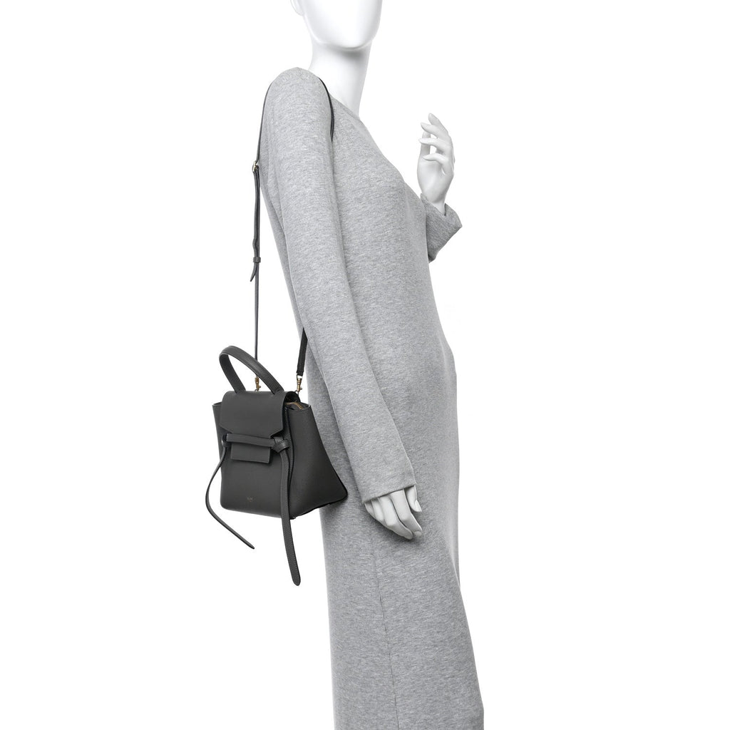 Grained Calfskin Nano Belt Bag Grey