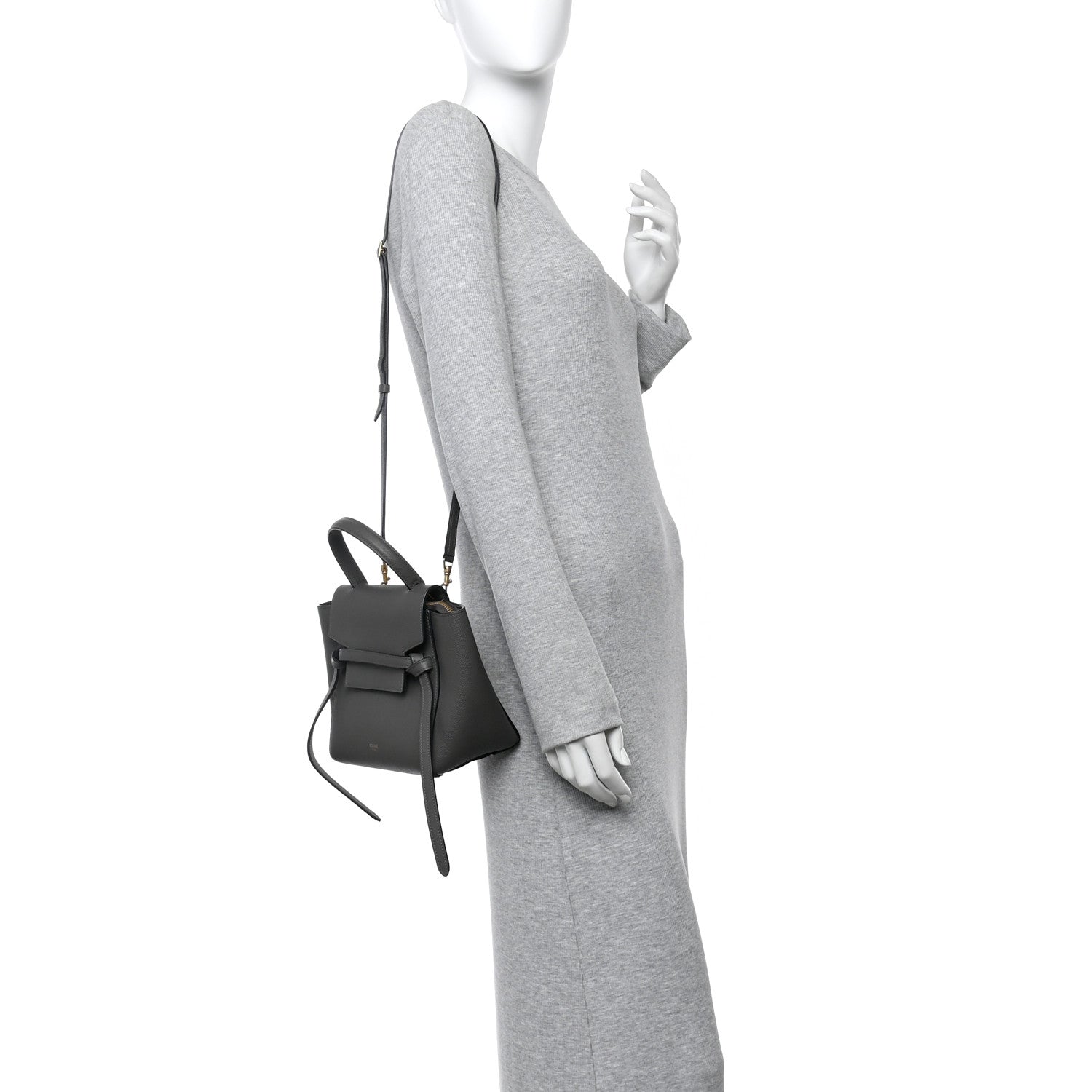 Grained Calfskin Nano Belt Bag Grey