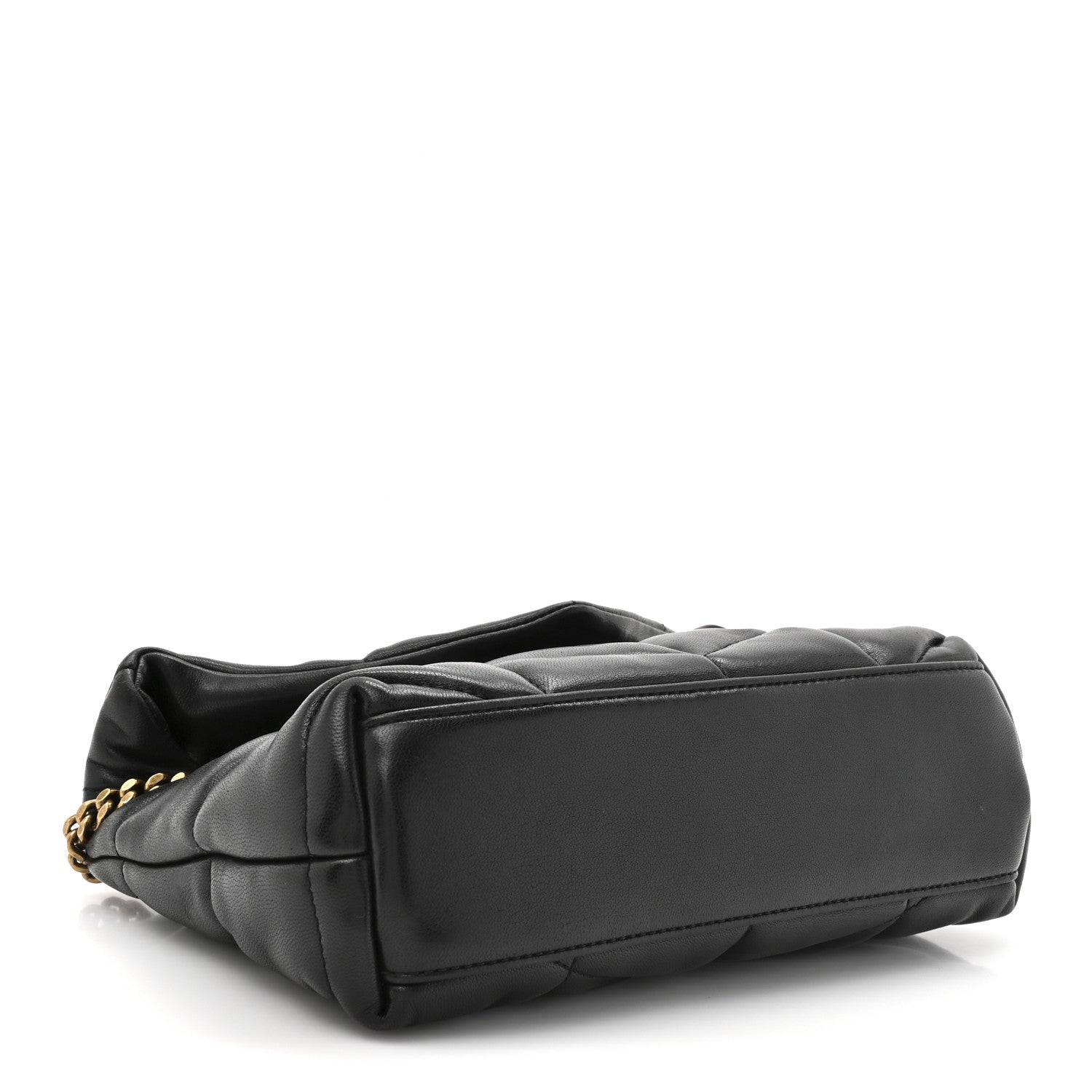 Lambskin Quilted Toy Loulou Puffer Monogram Chain Satchel Black