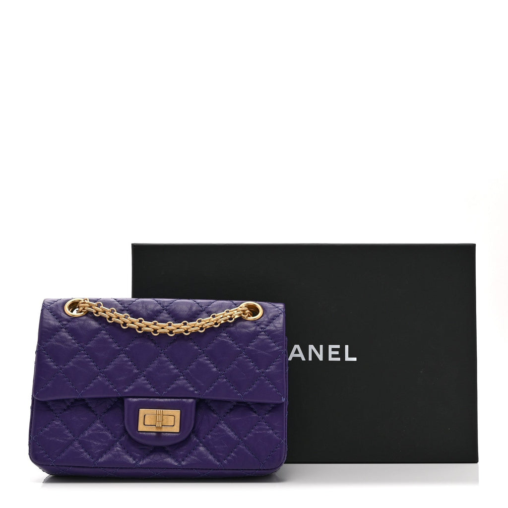 Aged Calfskin Quilted 2.55 Reissue Mini Flap Purple