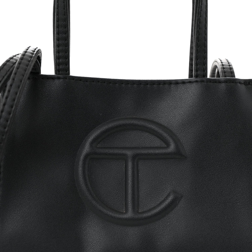 Vegan Leather Small Shopping Bag Black