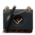 Vitello Century Velvet F is Fendi FF Small Kan I Shoulder Bag Black Tobacco