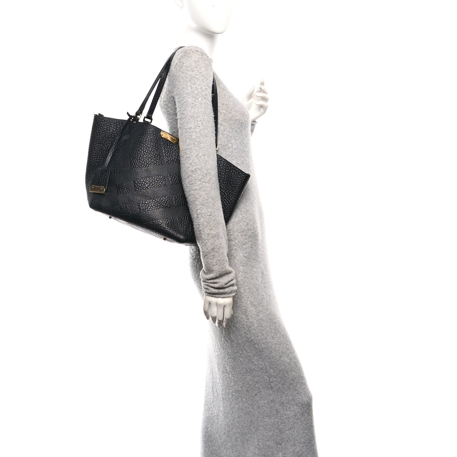 Heritage Grain Check Embossed Medium Dewsbury Tote Black