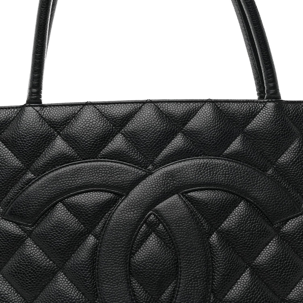 Caviar Quilted Medallion Tote Black
