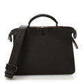 Cuoio Romano Vitello Cover Glazed Fabric Bi-Color FF 1974 Mini Peekaboo I SEE U Satchel Brown