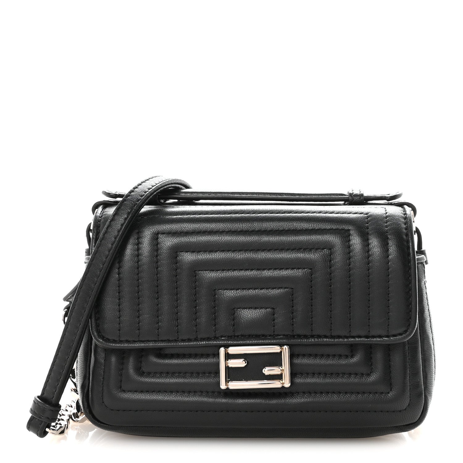 Shiny Nappa Trapuntata Micro Double Baguette Black