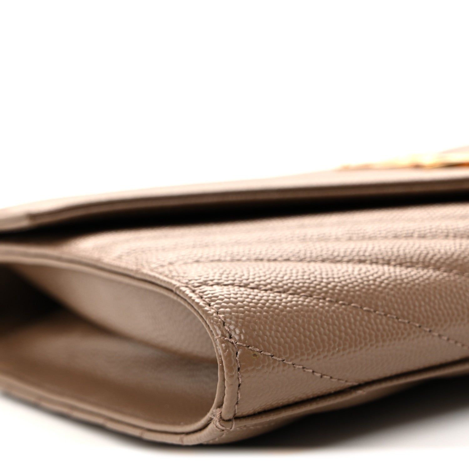 Grain De Poudre Matelasse Chevron Monogram Cassandre Flap Pouch Taupe