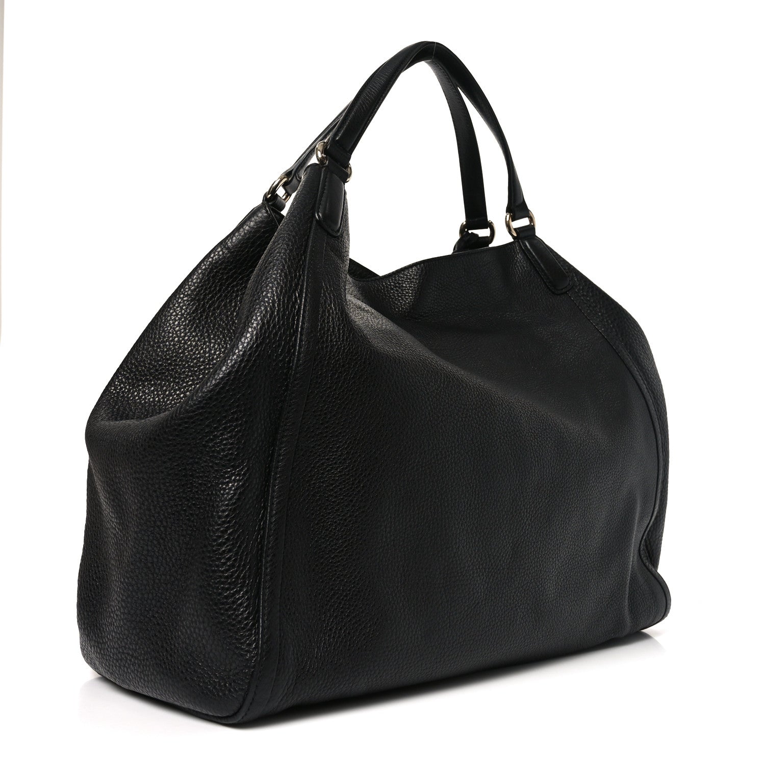 Pebbled Calfskin Large Soho Shoulder Bag Black