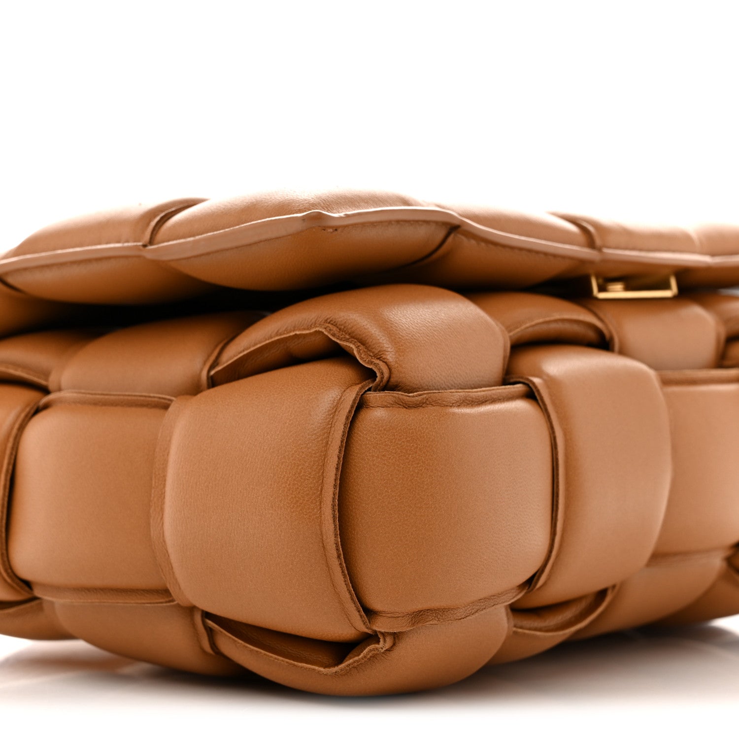 Nappa Maxi Intreccio Padded Cassette Crossbody Bag Caramel