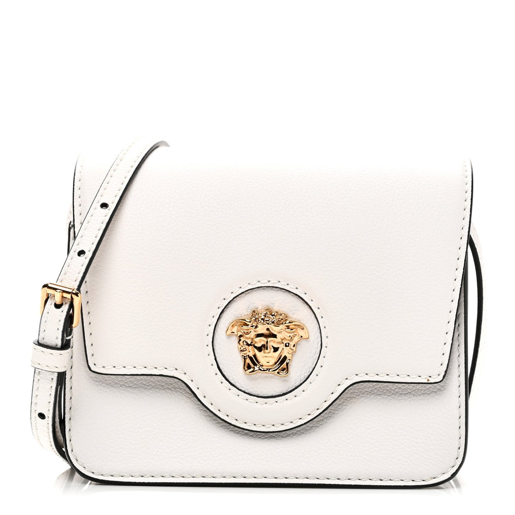 Grained Calfskin La Medusa Shoulder Bag White