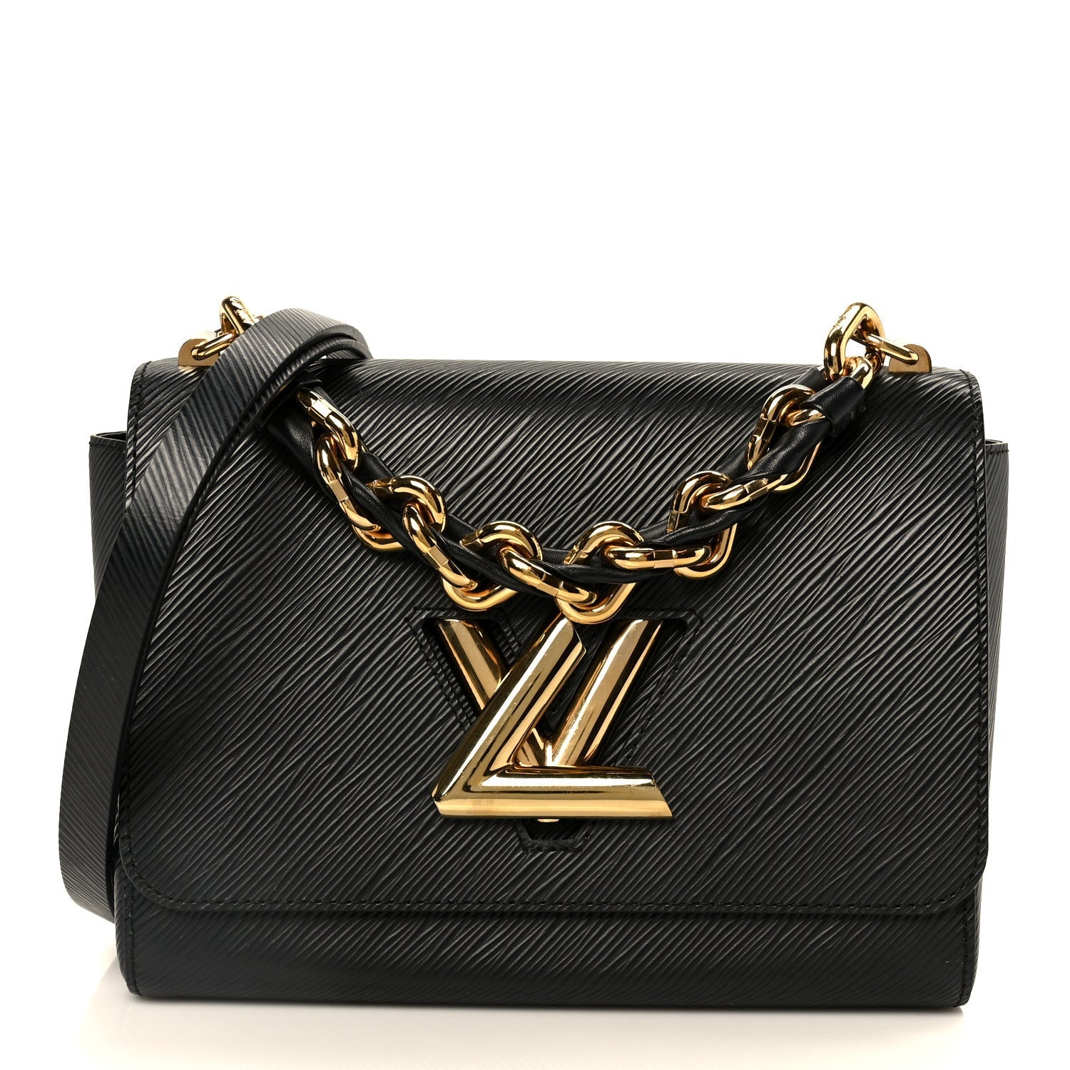 Epi Twist Braided Strap Shoulder Bag MM Black