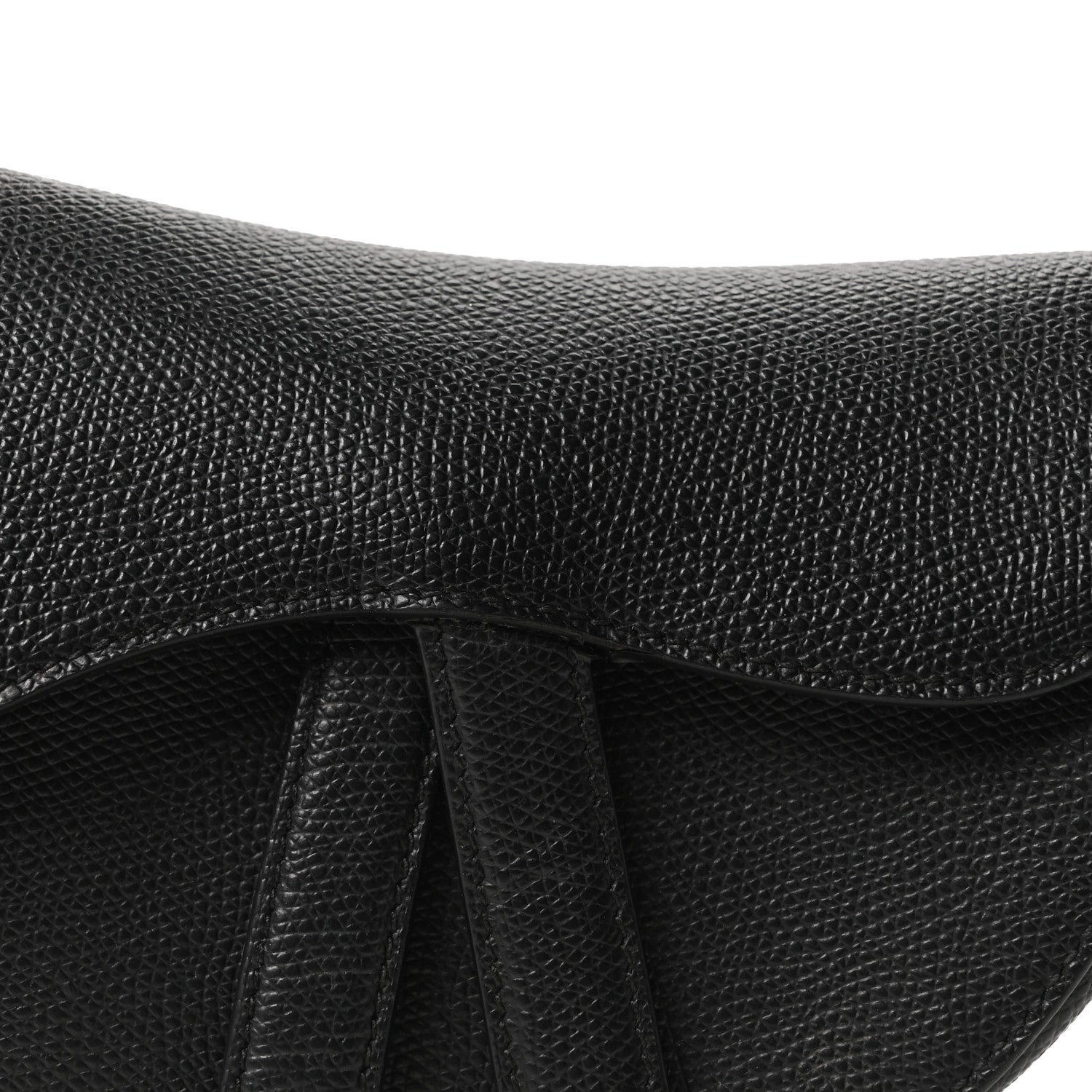 Grained Calfskin Mini Saddle Bag Black