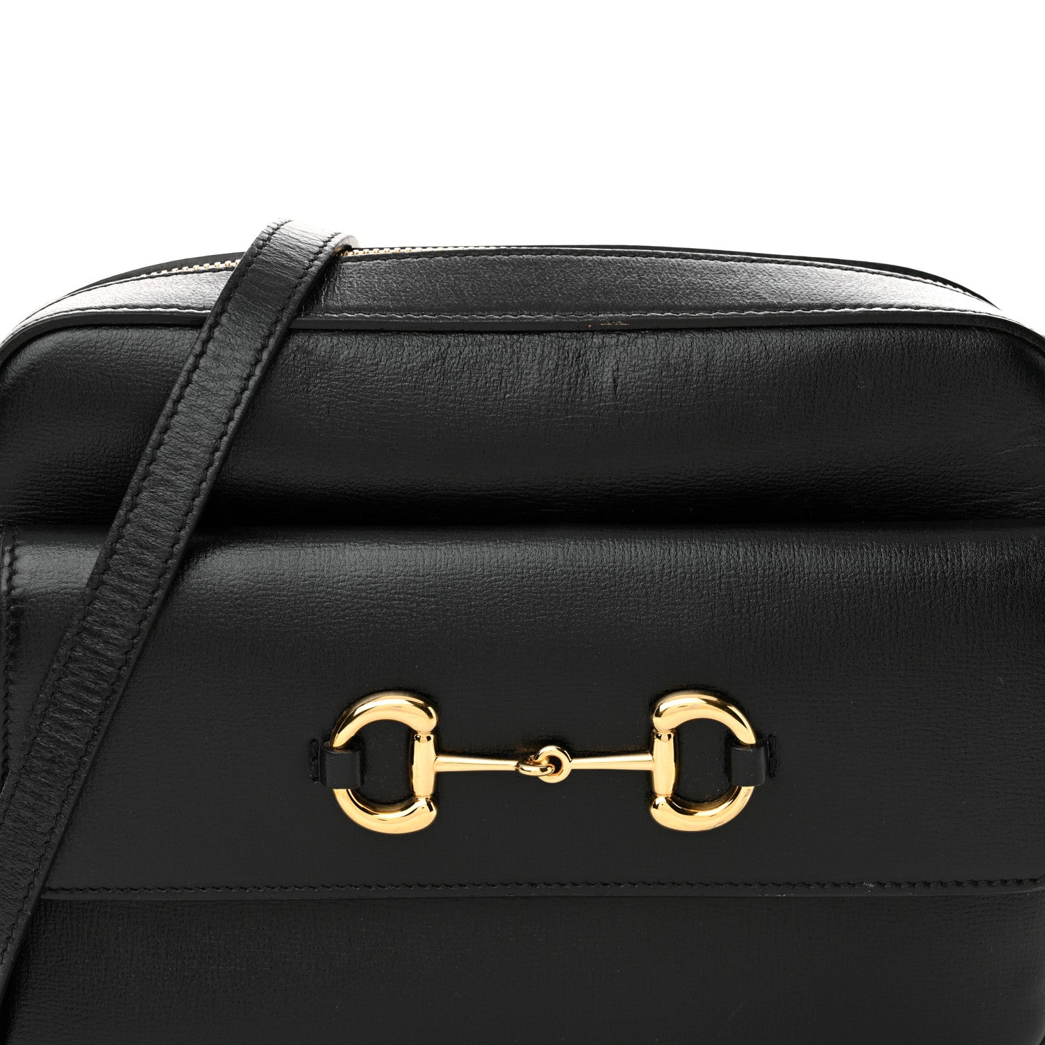 Textured Calfskin Small Horsebit 1955 Shoulder Bag Black