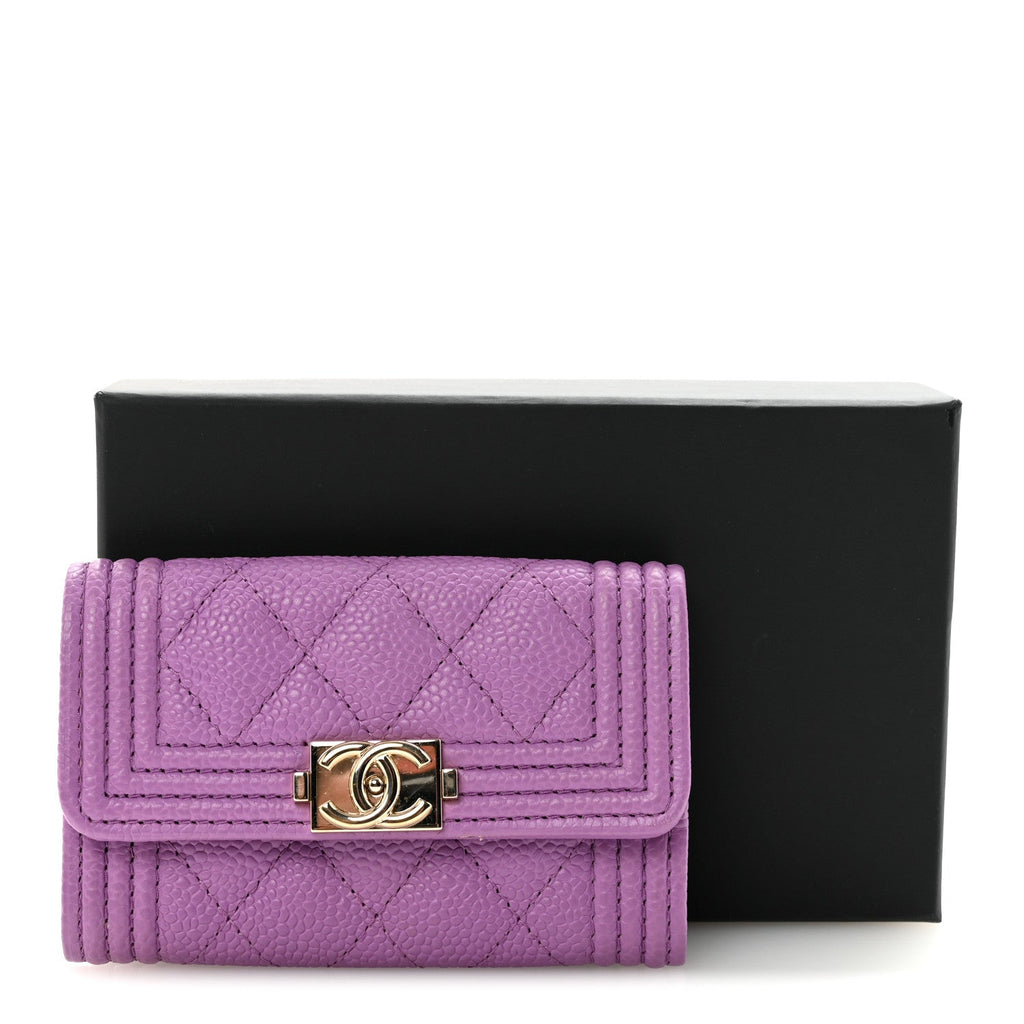 Caviar Quilted Boy Flap  Holder Purple
