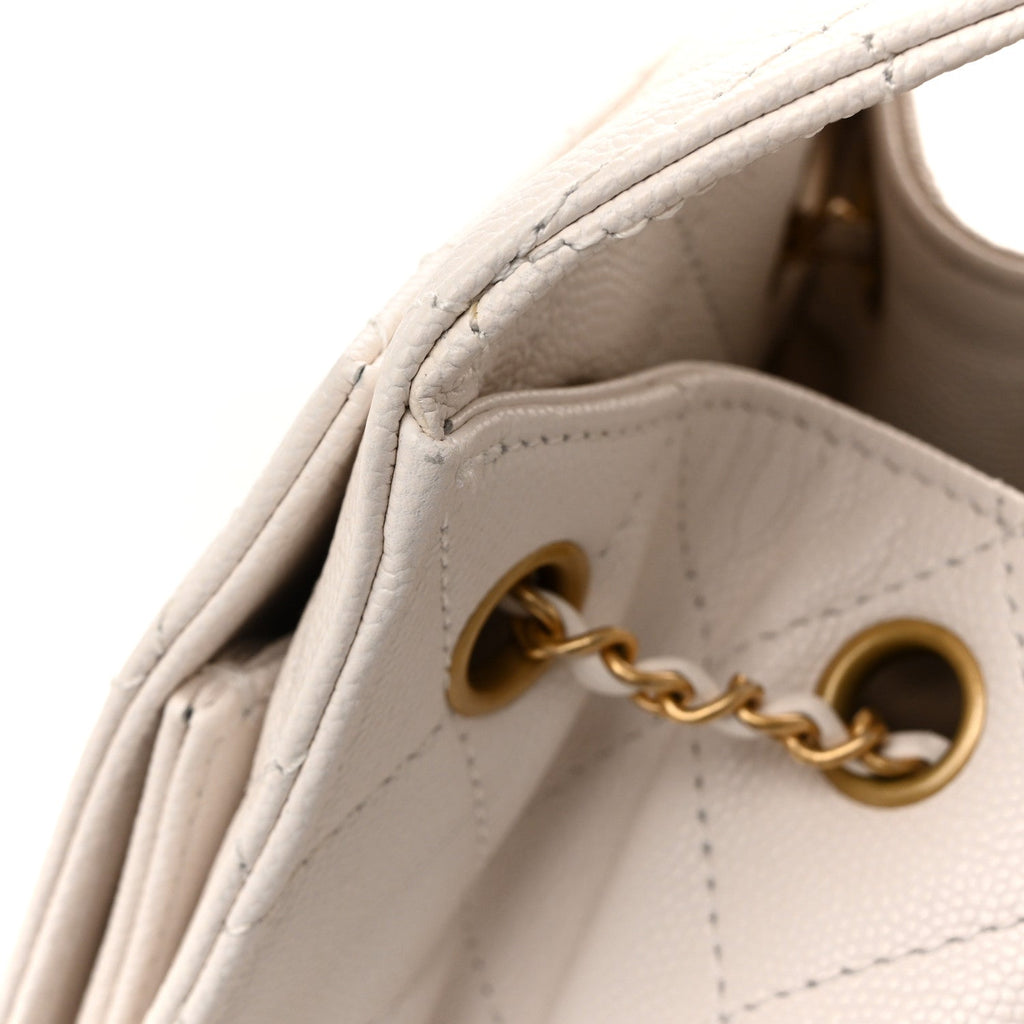 Caviar Quilted Small Chanel 25 Handbag White