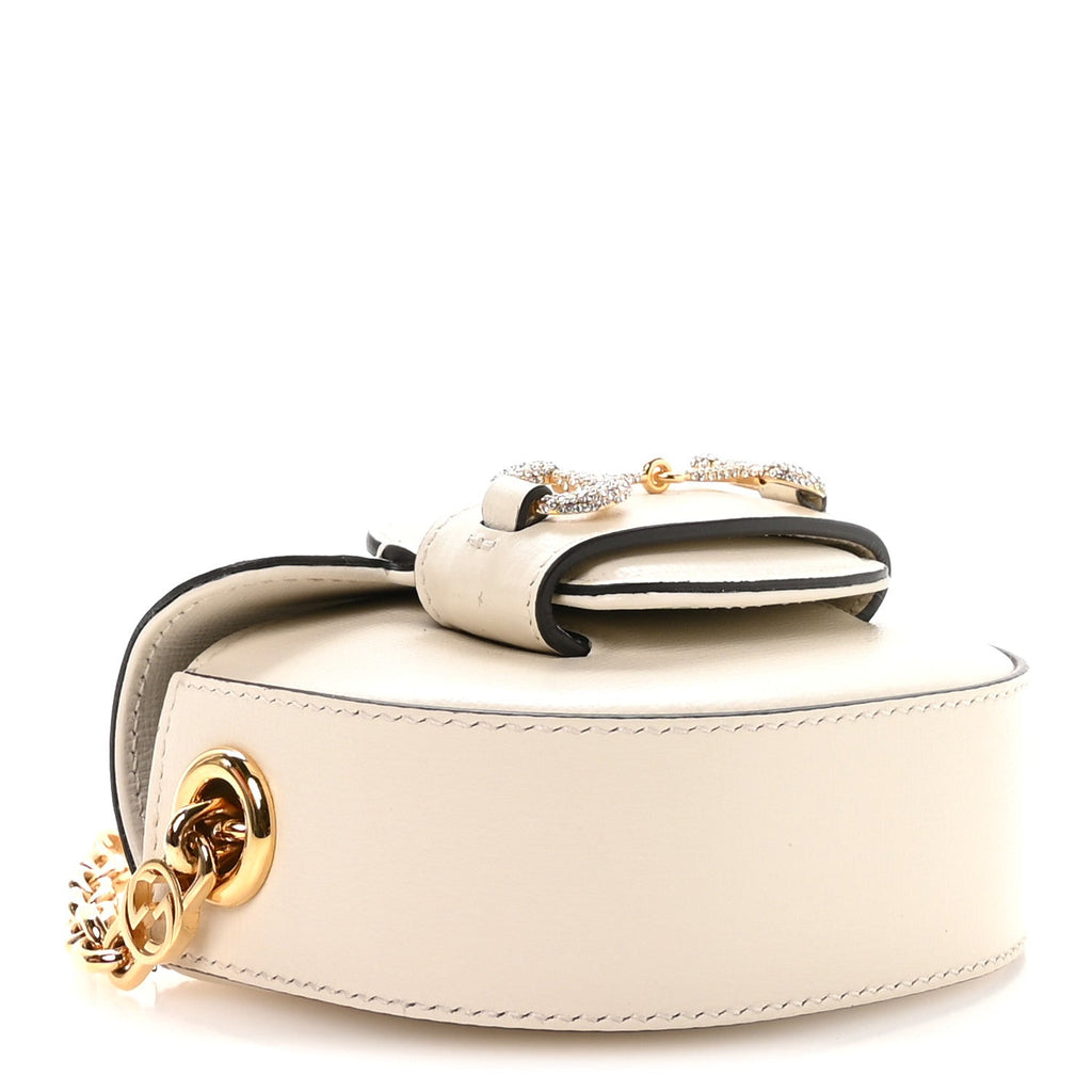 Azalea Calfskin Crystal GG Monogram Mini Horsebit 1955 Waist Bag Mystic White