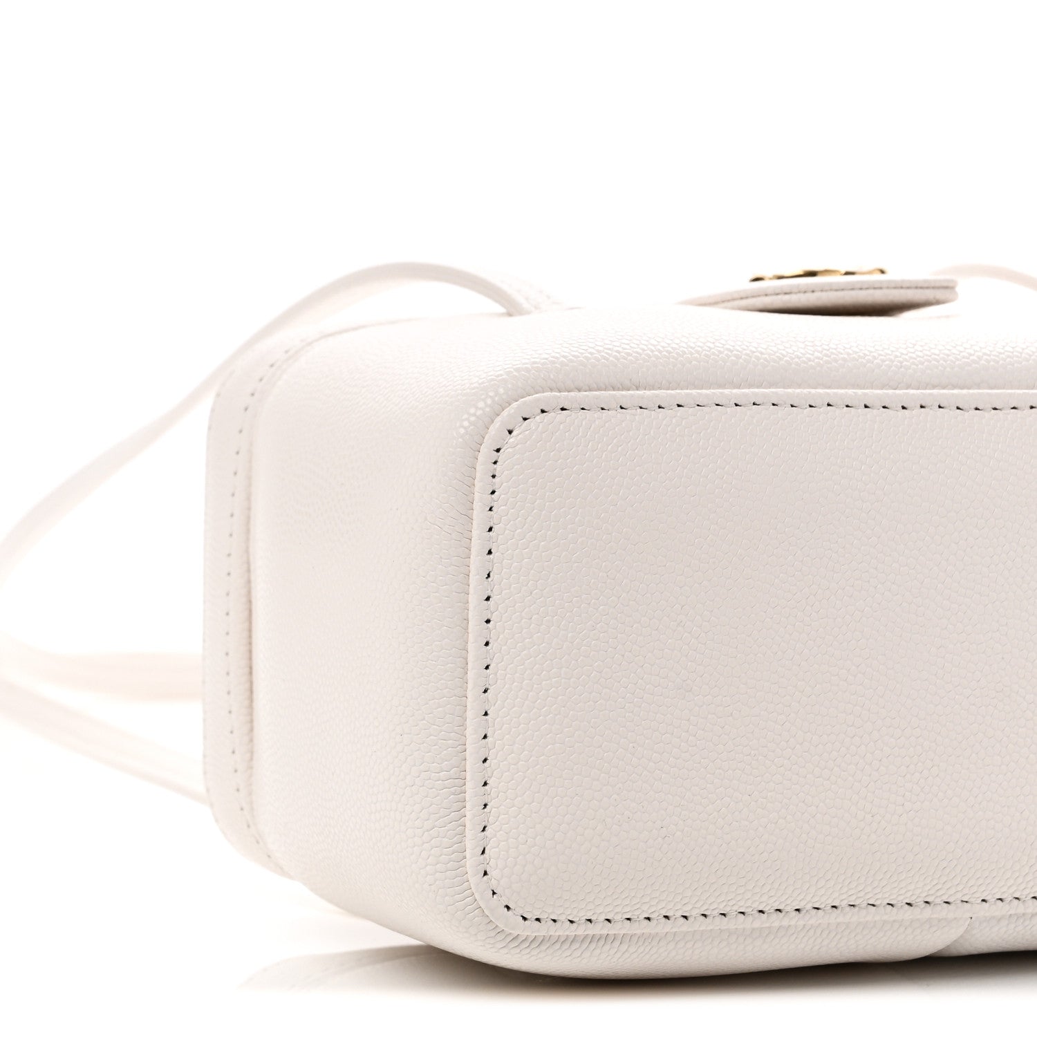 Shiny Caviar Preppy Coco Long Vanity With Strap White