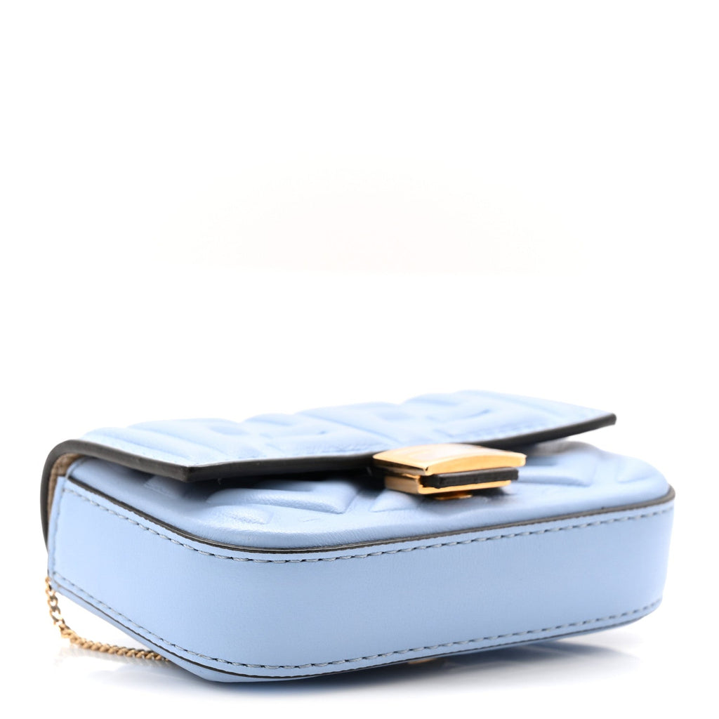 Nappa Matisse FF Embossed Nano Baguette Charm Placid Blue