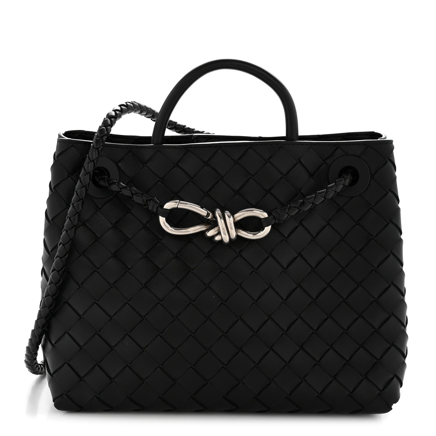 Nappa Intrecciato Small Andiamo Shoulder Bag Black