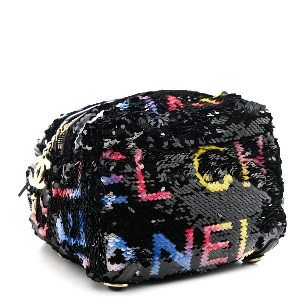 Sequin Lambskin CC Backpack Black Red Blue Yellow