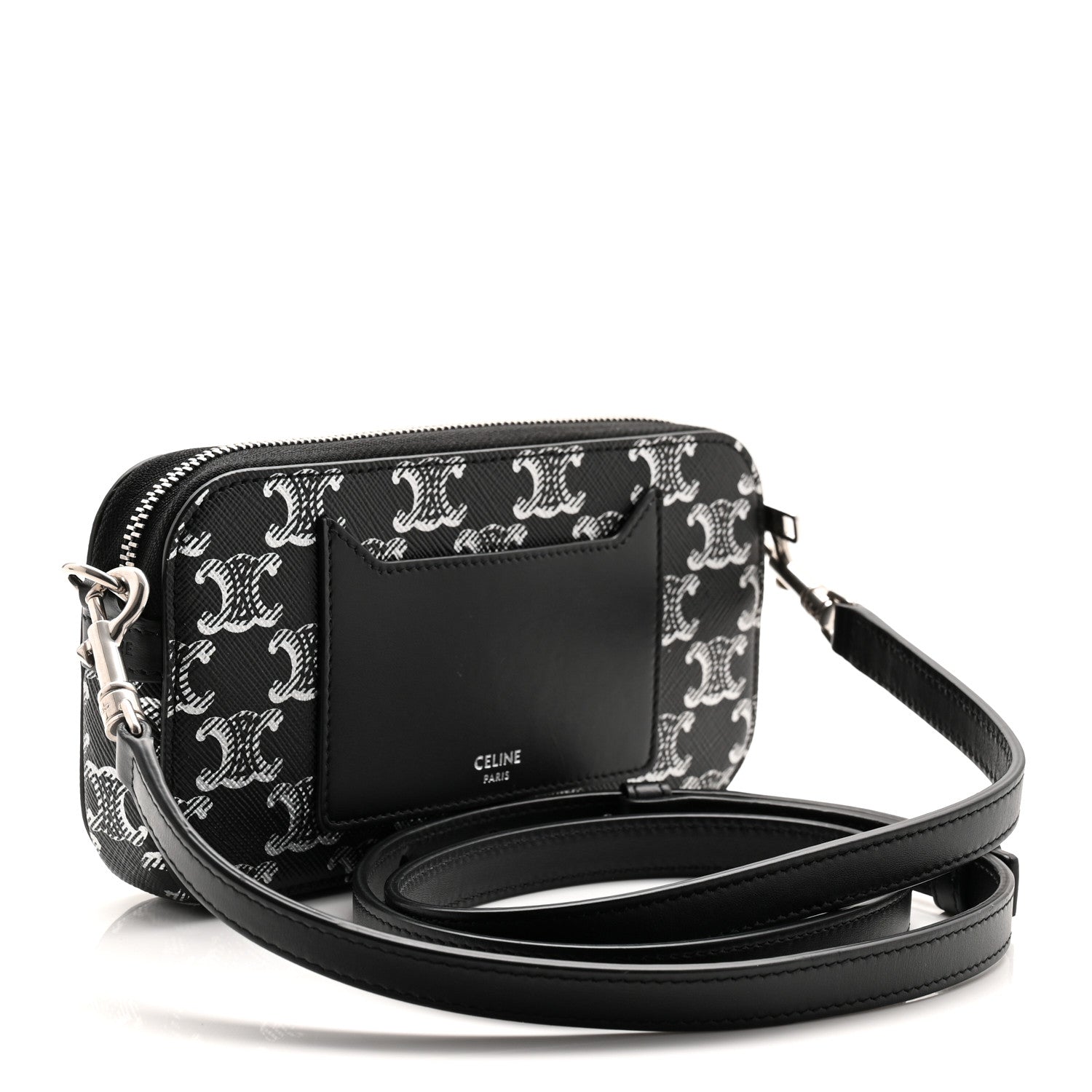 Triomphe Canvas Horizontal Pouch Silver Black