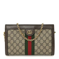 GG Supreme Monogram Web Small Ophidia Chain Shoulder Bag Brown