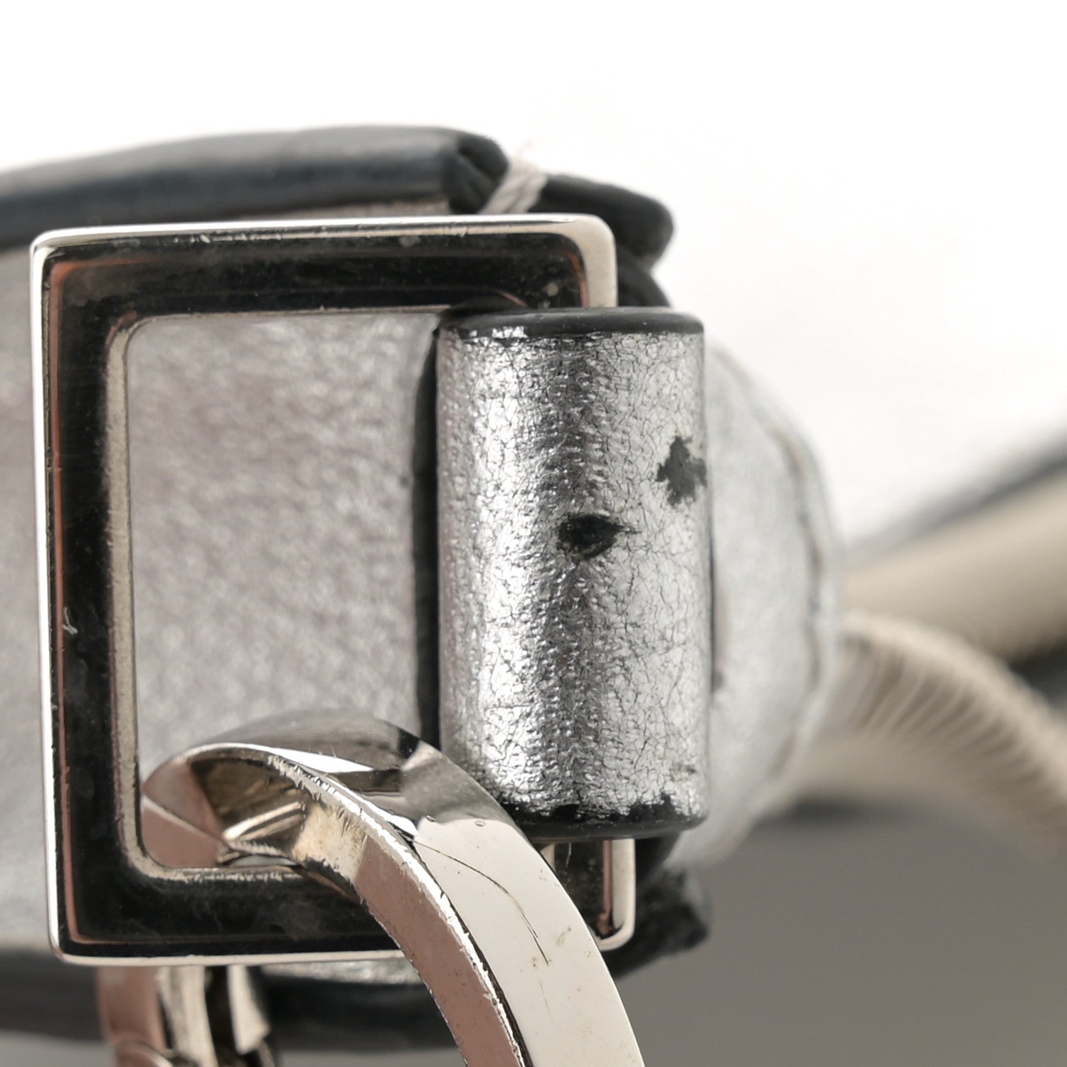Metallic Grainy Calfskin Mini Vlogo Hobo Bag Silver
