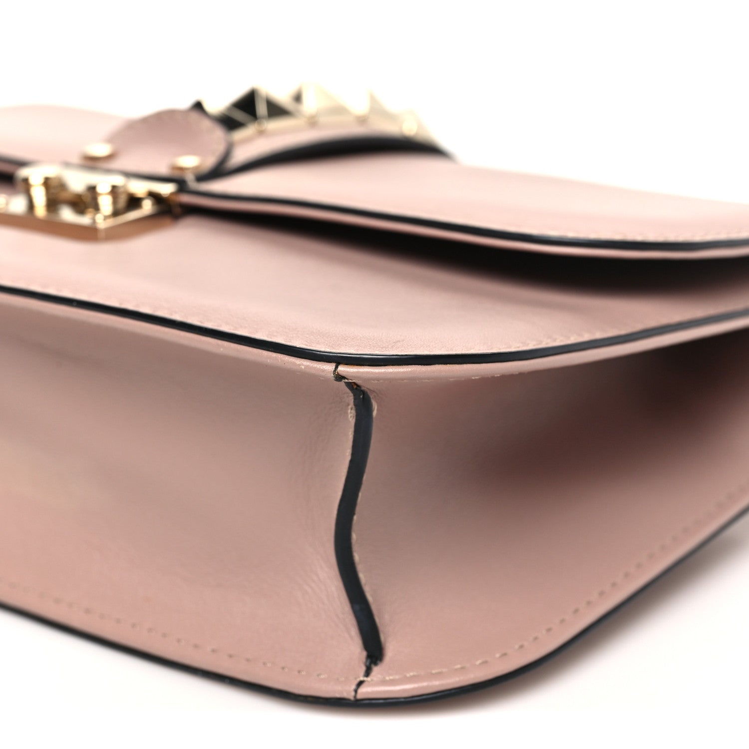 Vitello Medium Glam Lock Rockstud Flap Poudre