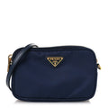 Tessuto Nylon Saffiano Mini Camera Crossbody Royal