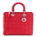 Lambskin Cannage Large Lady Dior Fuchsia
