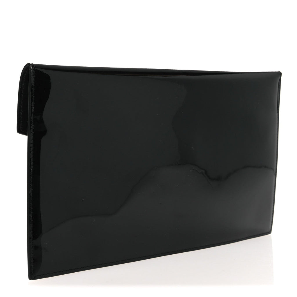 Patent Calfskin Monogram Uptown Clutch Black