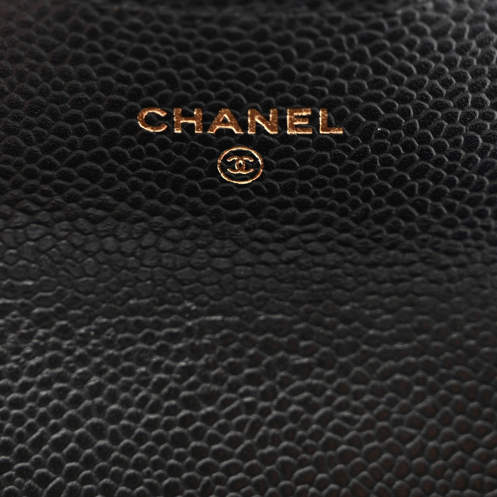 Caviar Quilted Flap  Holder Wallet Black