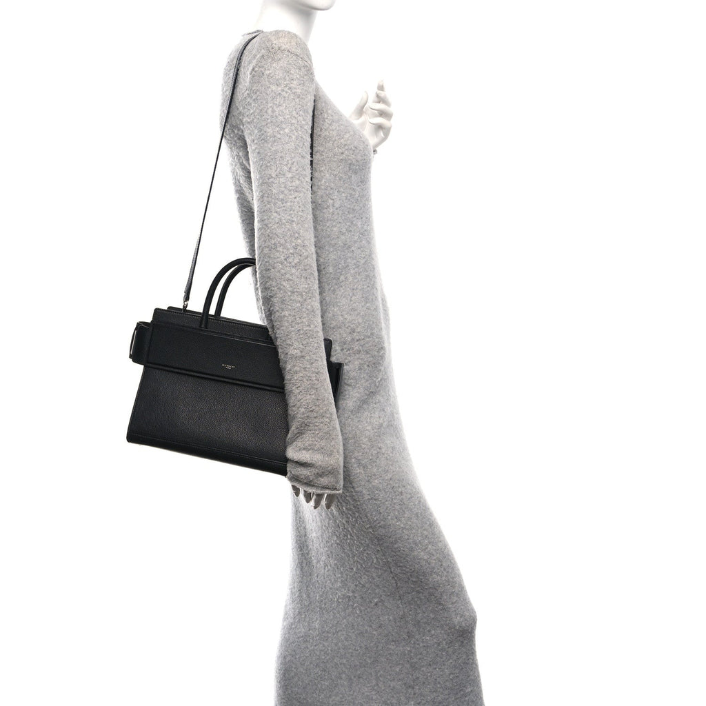 Grained Calfskin Small Horizon Satchel Black