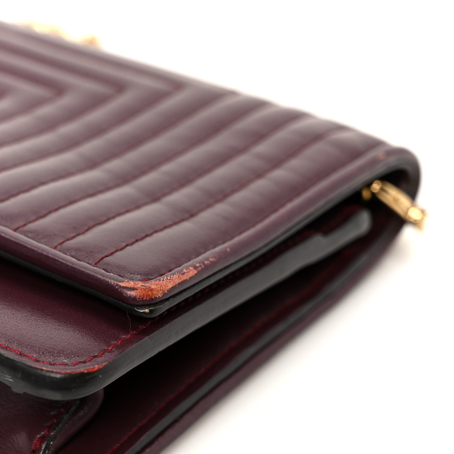 Shiny Nappa Trapuntata Dotcom Tube Wallet On Chain Bordeaux