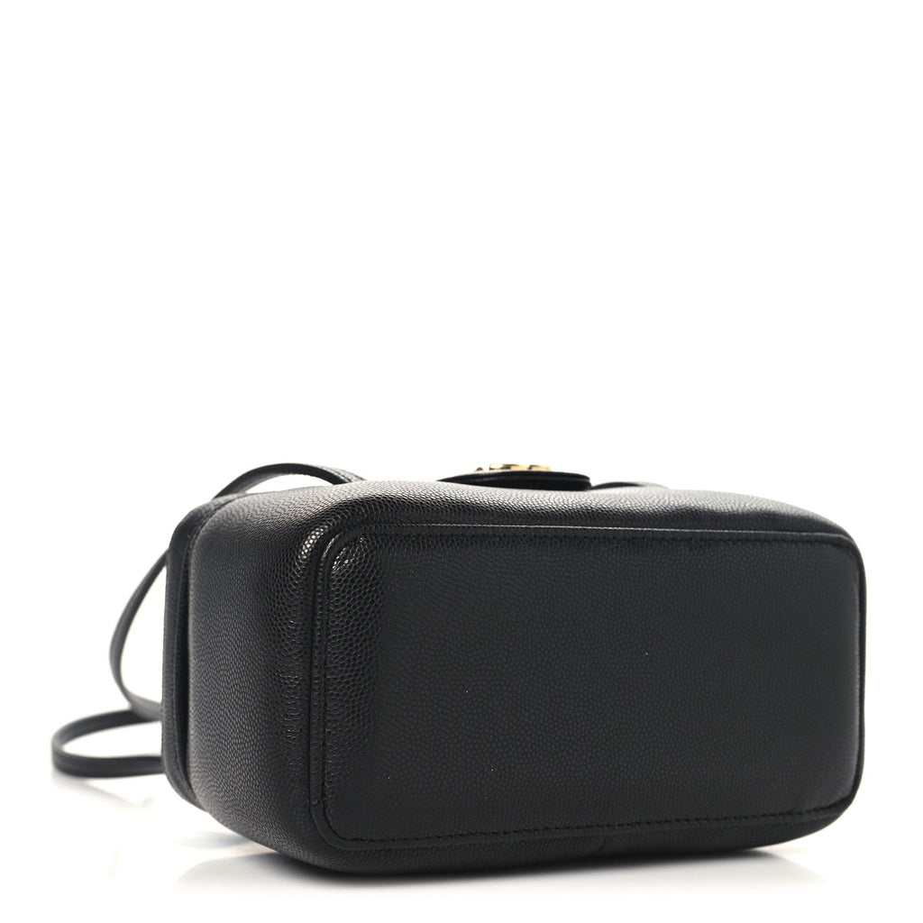 Shiny Caviar Preppy Coco Long Vanity With Strap Black