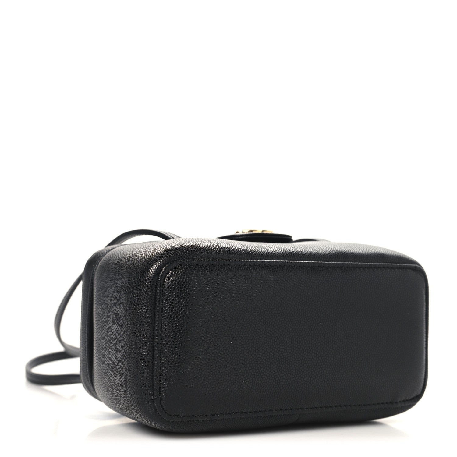 Shiny Caviar Preppy Coco Long Vanity With Strap Black