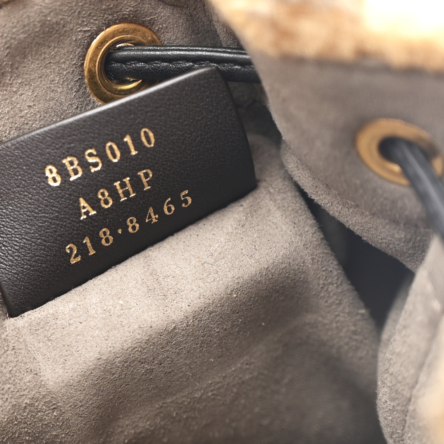 Shearling Vitello Dolce F is Fendi Macro FF 1974 Mini Mon Tresor Bucket Bag Tobacco Black