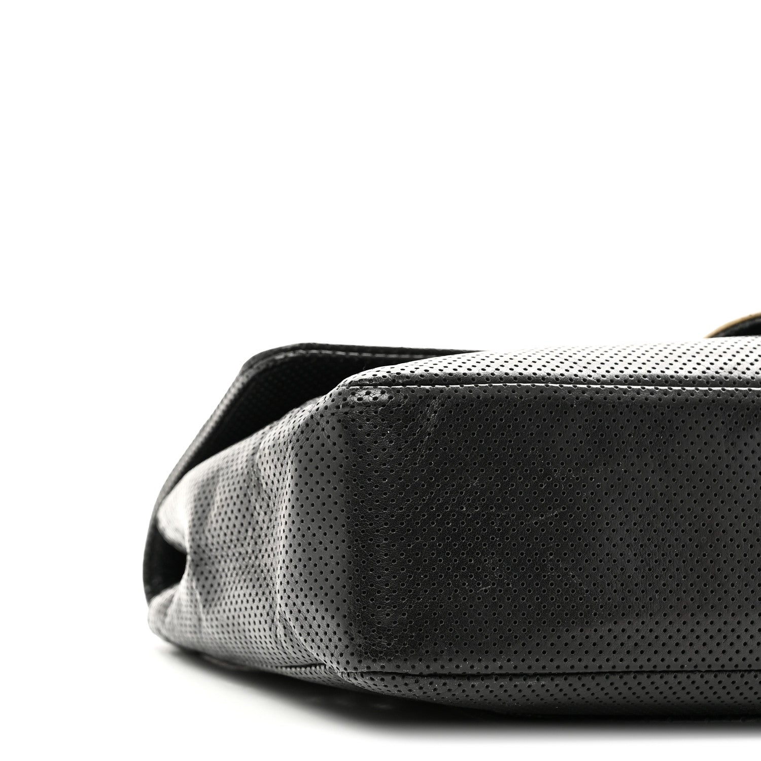 Lambskin Perforated Medium Single Flap Bag Black White