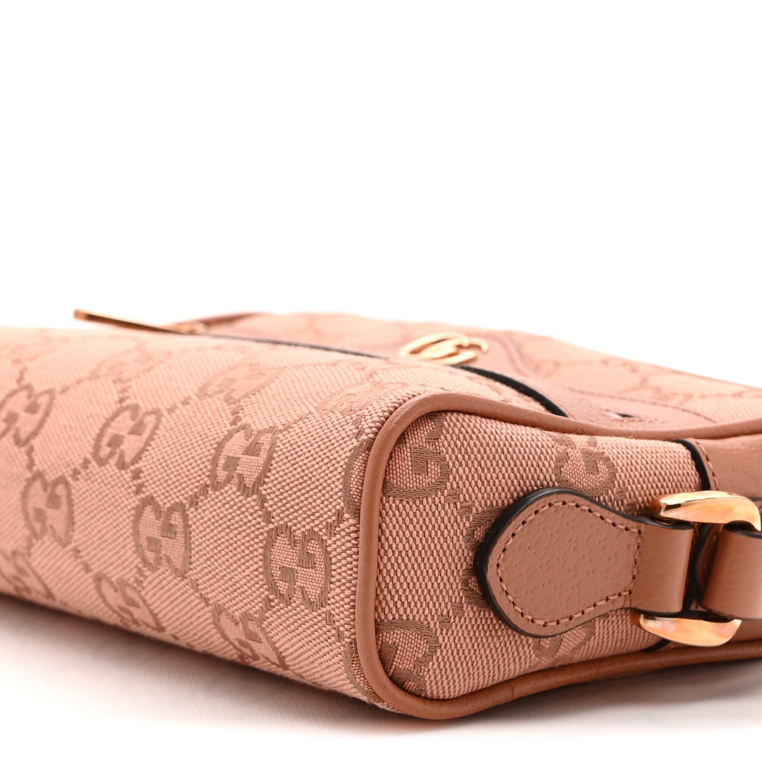 Monogram Textured Dollar Calfskin Mini Ophidia Shoulder Bag Cloche Rose Pink