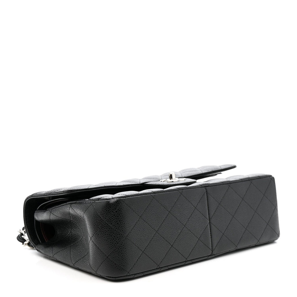 Caviar Quilted Jumbo Double Flap Black