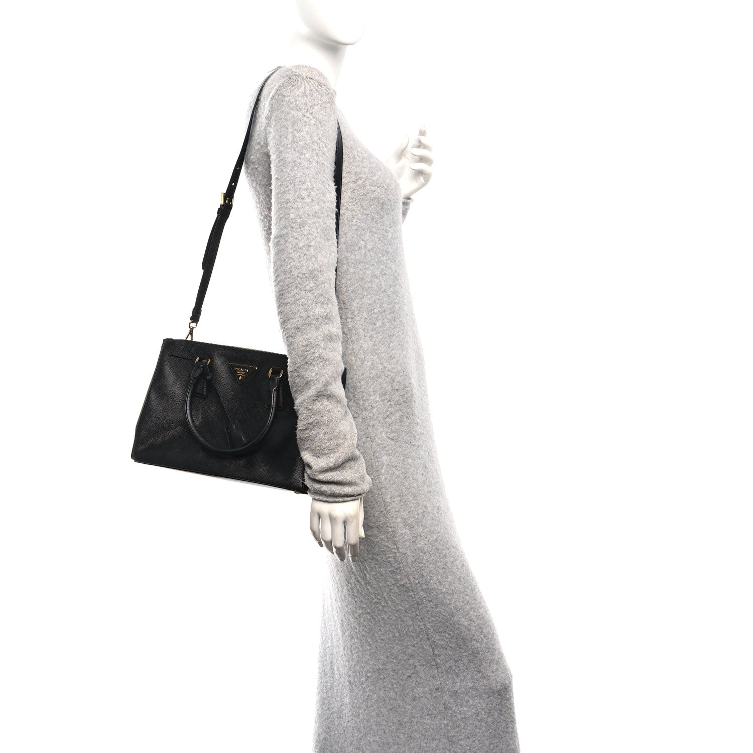 Saffiano Small Galleria Double Zip Tote Black