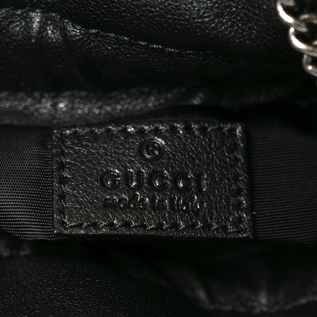Sakai Be Green Calfskin Diagonal Stitched Mini Blondie Bucket Bag Black