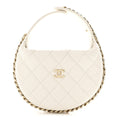 Lambskin Quilted Chain Around Pouch Hobo White