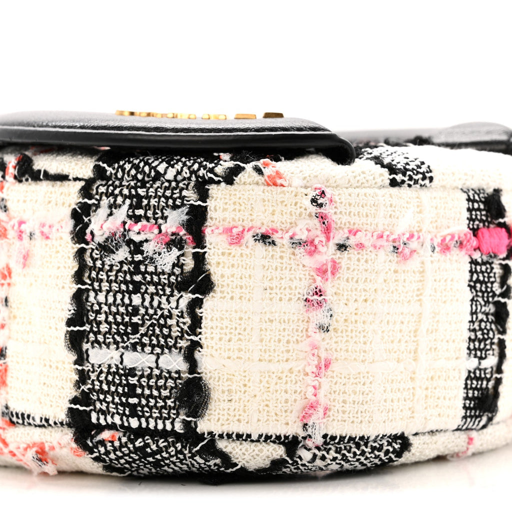 Tweed Lambskin Quilted Coco Midnight Camera Case White Black Multicolor