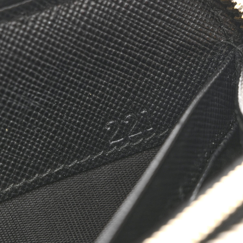 Saffiano Metal Zip Around Wallet Black