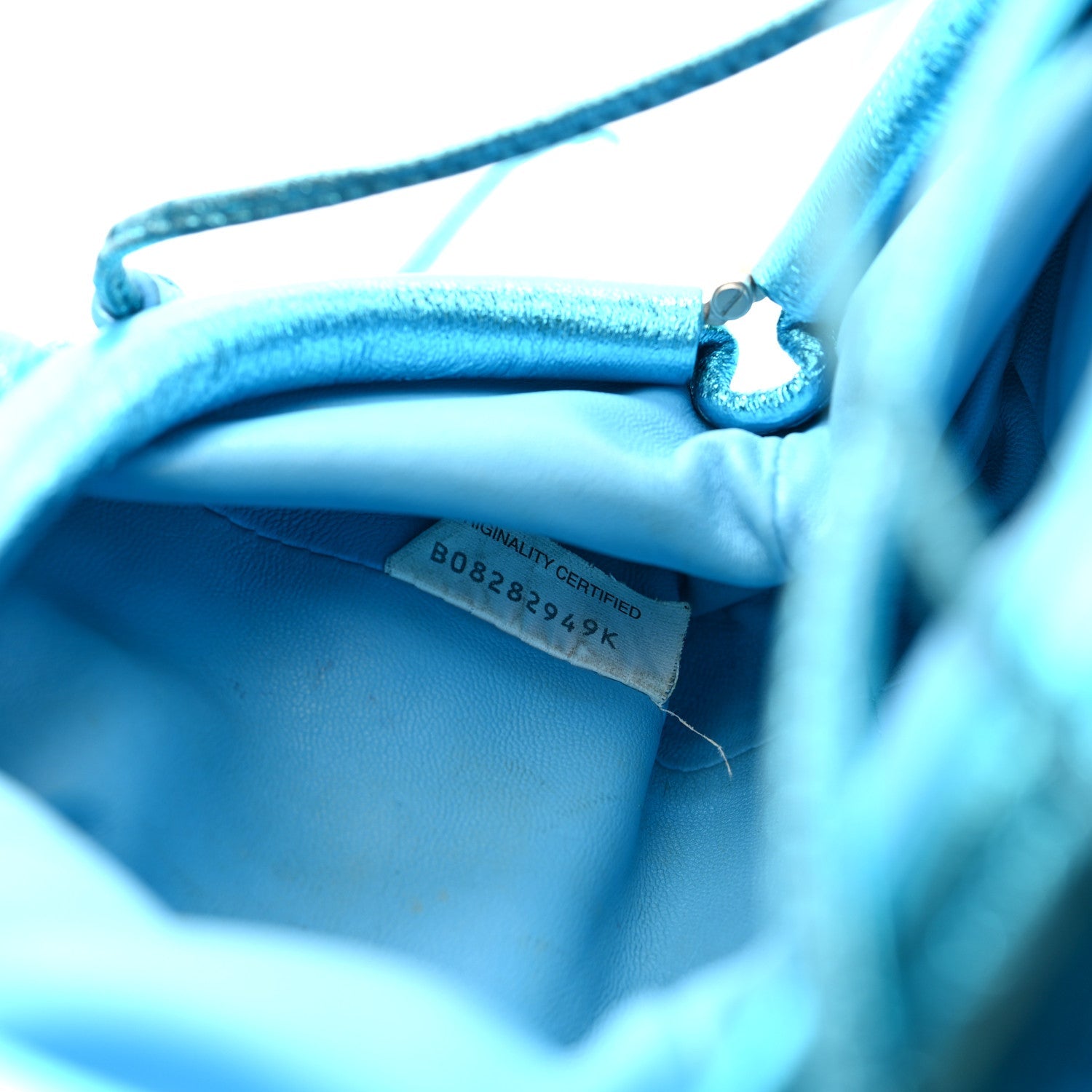 Metallic Crushed Calfskin The Mini Pouch Sky Blue