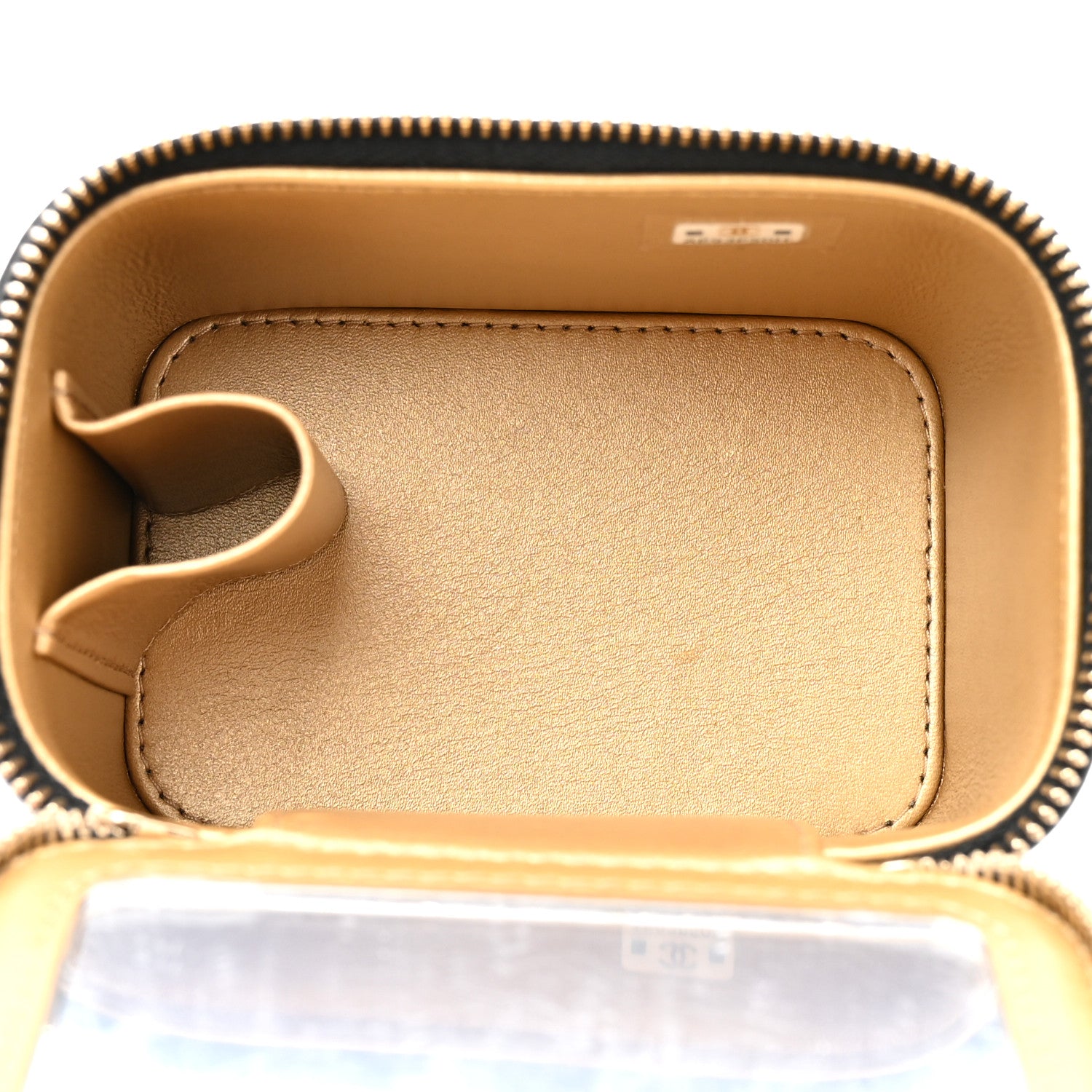Lambskin Quilted Mini Pearl Crush Vanity Case With Chain Black