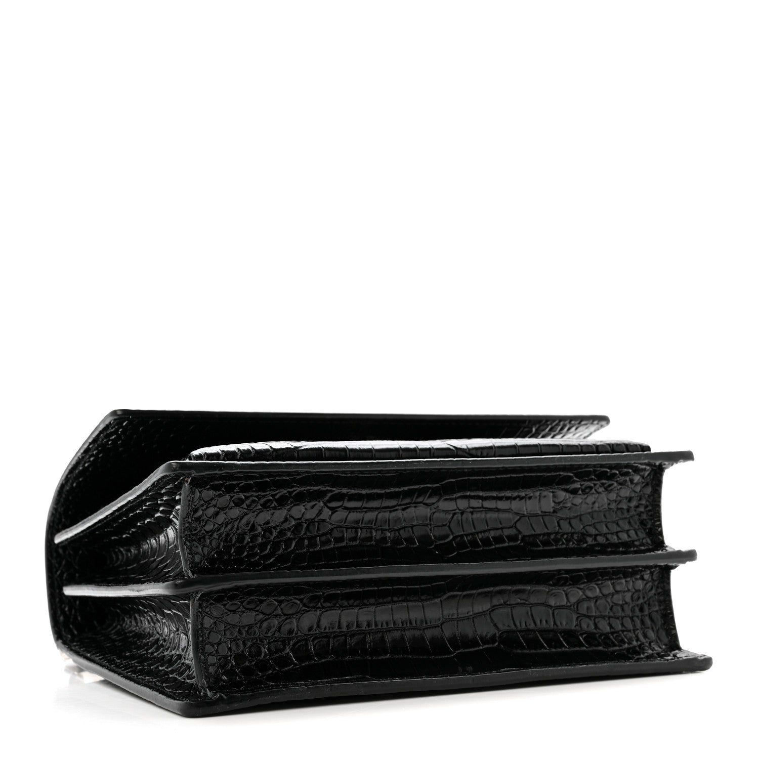 Calfskin Crocodile Embossed Medium Monogram Sunset Black