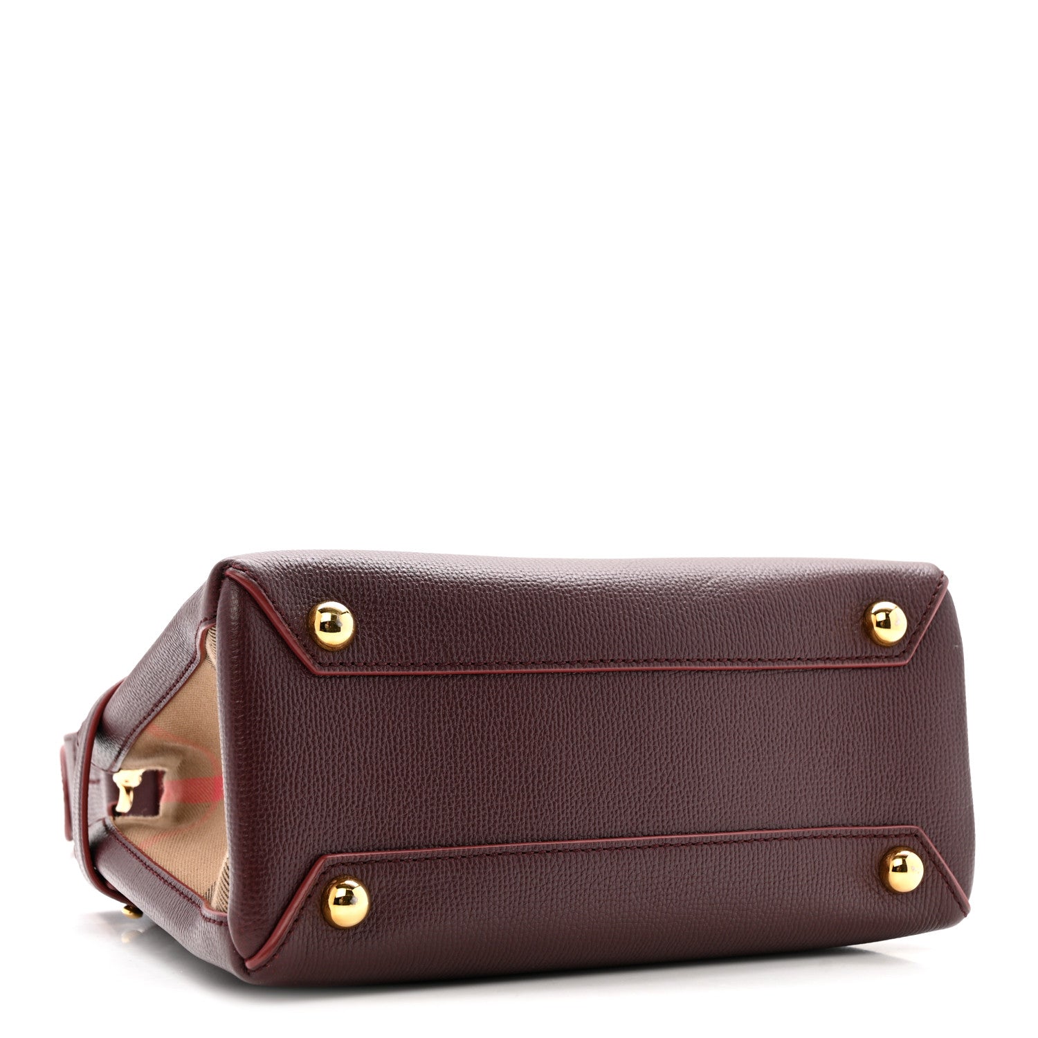 Grainy Calfskin House Check Small Banner Tote Mahogany Red