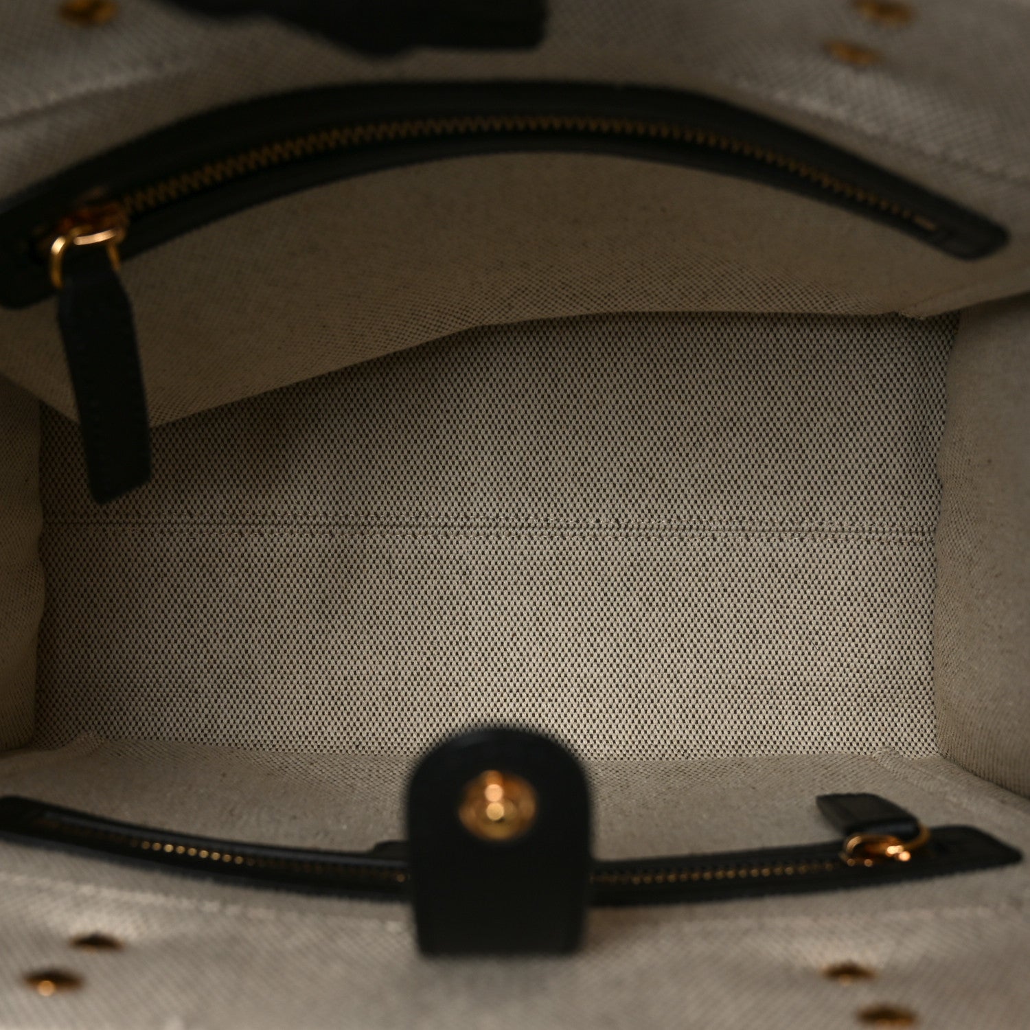 Canvas Calfskin La Medusa Small Tote Bag Beige